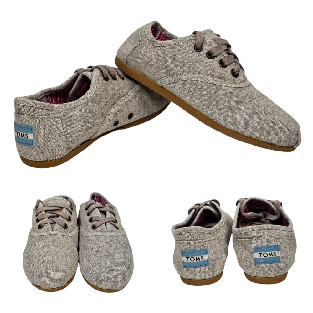 TOMS One for One Womens Size 5W (300412) Canvas Lace Up Shoes Gray